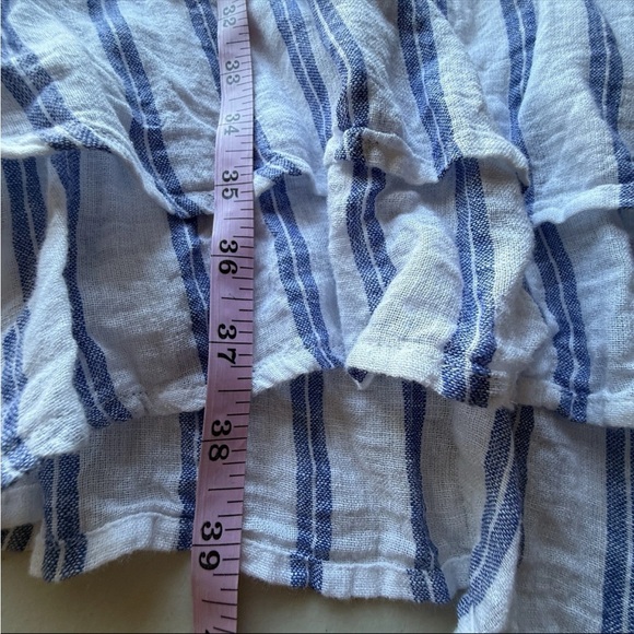 RAILS Jasmine Stripe Smocked Waist V-Neck Linen Blend Dress Large - Picture 5 of 8